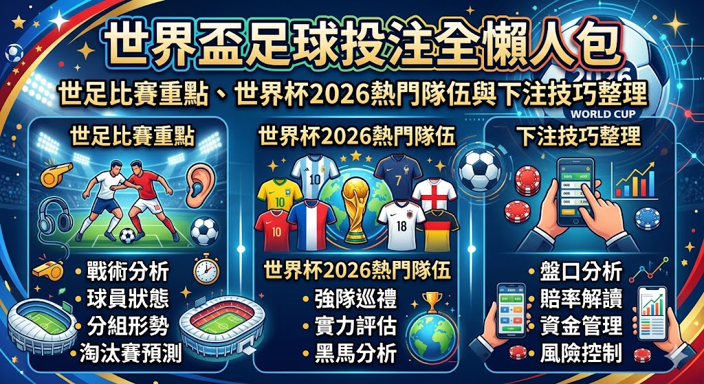 世界盃足球投注全懶人包｜世足比賽重點、世界杯2026熱門隊伍與下注技巧整理
