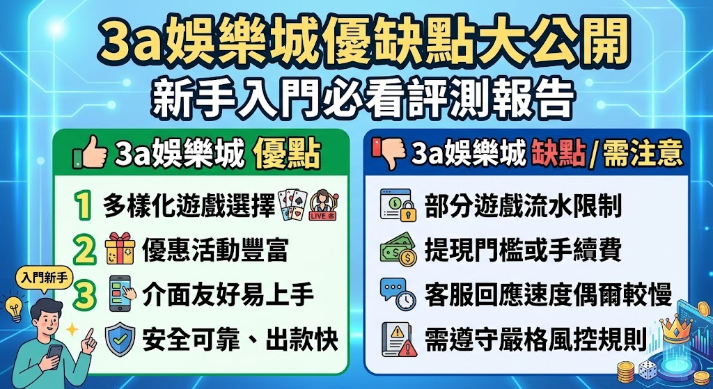 新手入門必看！點擊解鎖 3A 娛樂城真實優缺點